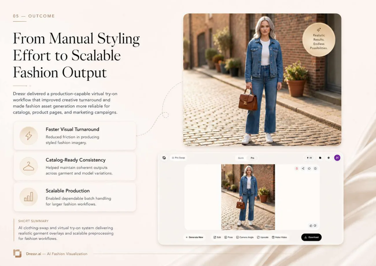 Outcome summary covering turnaround, consistency and scale